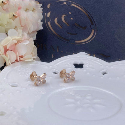 [Camiery]JEUX DE PINK GOLD DIAMOND EARRINGS