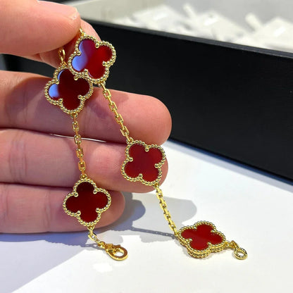 [Camiery] CLOVER 5 MOTIF RED CORNELIAN BRACELET COLLECTION