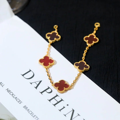 [Camiery] CLOVER 5 MOTIF RED CORNELIAN BRACELET COLLECTION