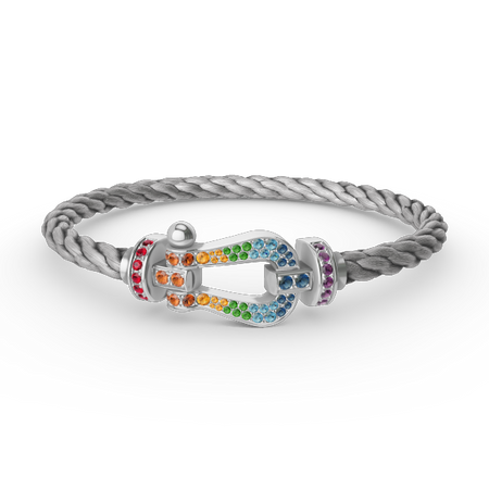 [Camiery]FORC LARGE HORSESHOE  COLORED DIAMOND BRACELET SILVER