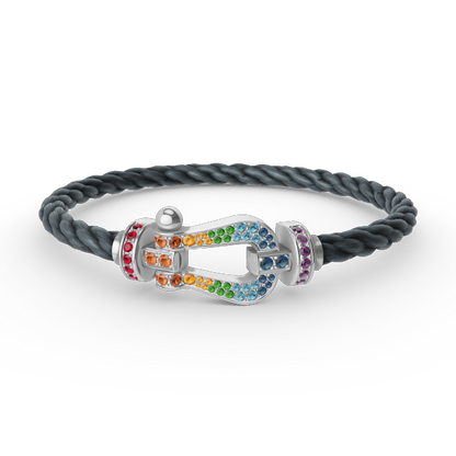 [Camiery]FORC LARGE HORSESHOE  COLORED DIAMOND BRACELET SILVER