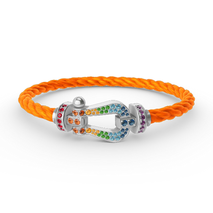 [Camiery]FORC LARGE HORSESHOE  COLORED DIAMOND BRACELET SILVER