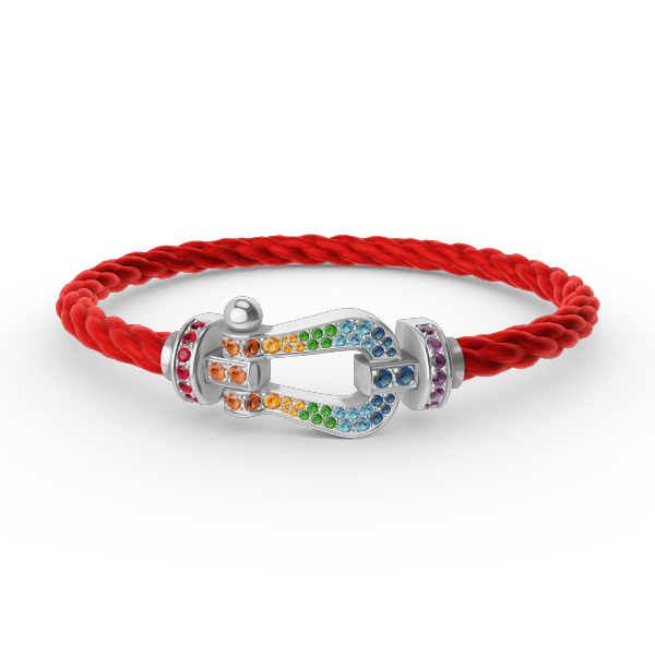 [Camiery]FORC LARGE HORSESHOE  COLORED DIAMOND BRACELET SILVER