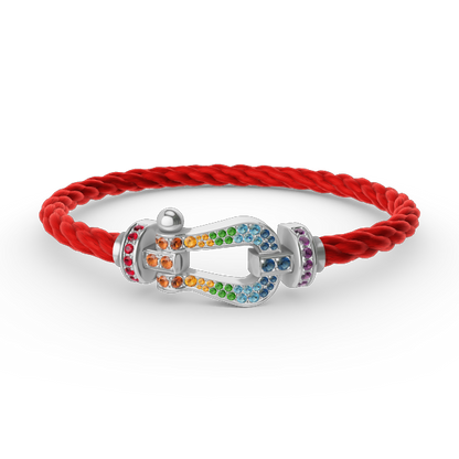 [Camiery]FORC LARGE HORSESHOE  COLORED DIAMOND BRACELET SILVER