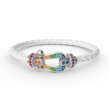 [Camiery]FORC LARGE HORSESHOE  COLORED DIAMOND BRACELET SILVER