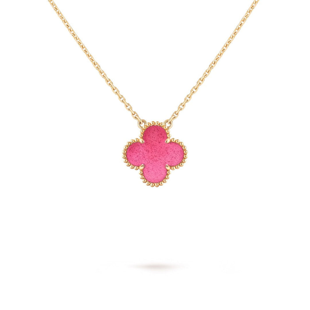 [Camiery] NEW CLOVER 15MM PINK ENAMEL NECKLACE