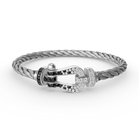[Camiery]FORCE LARGE HORSESHOE BLACK WHITE DIAMOND BRACELET SILVER