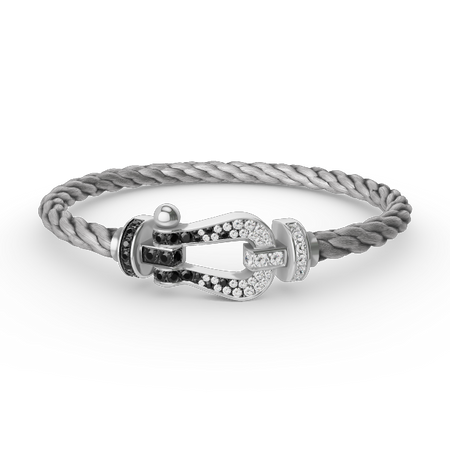 [Camiery]FORCE LARGE HORSESHOE BLACK WHITE DIAMOND BRACELET SILVER
