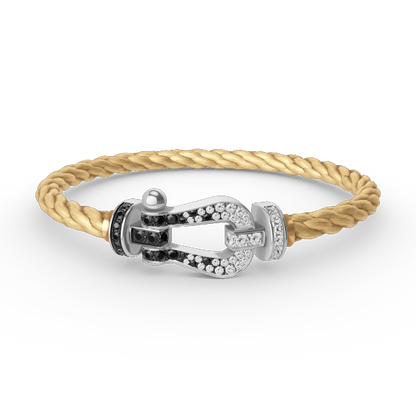 [Camiery]FORCE LARGE HORSESHOE BLACK WHITE DIAMOND BRACELET SILVER