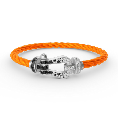 [Camiery]FORCE LARGE HORSESHOE BLACK WHITE DIAMOND BRACELET SILVER