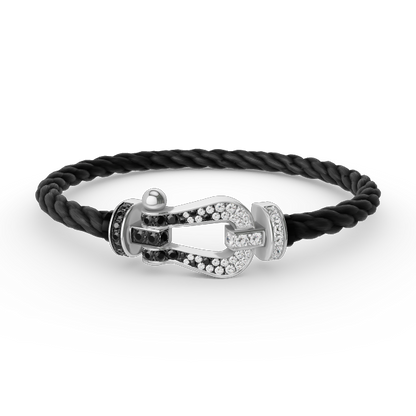 [Camiery]FORCE LARGE HORSESHOE BLACK WHITE DIAMOND BRACELET SILVER