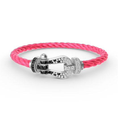 [Camiery]FORCE LARGE HORSESHOE BLACK WHITE DIAMOND BRACELET SILVER