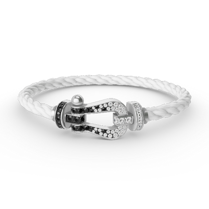 [Camiery]FORCE LARGE HORSESHOE BLACK WHITE DIAMOND BRACELET SILVER