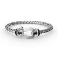 [Camiery]FORCE LARGE HORSESHOE BLACK DIAMOND BRACELET SILVER