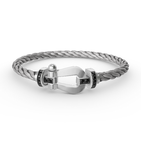 [Camiery]FORCE LARGE HORSESHOE BLACK DIAMOND BRACELET SILVER