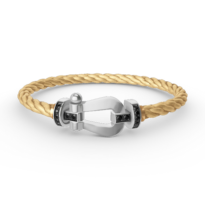 [Camiery]FORCE LARGE HORSESHOE BLACK DIAMOND BRACELET SILVER
