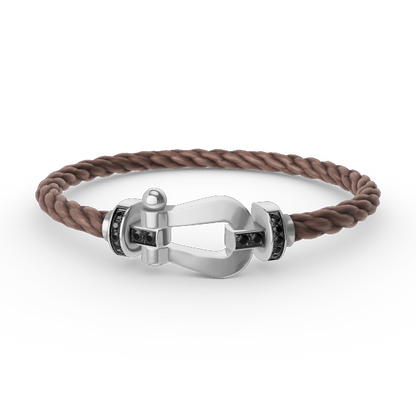 [Camiery]FORCE LARGE HORSESHOE BLACK DIAMOND BRACELET SILVER