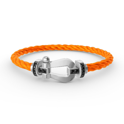 [Camiery]FORCE LARGE HORSESHOE BLACK DIAMOND BRACELET SILVER