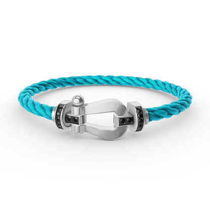 [Camiery]FORCE LARGE HORSESHOE BLACK DIAMOND BRACELET SILVER