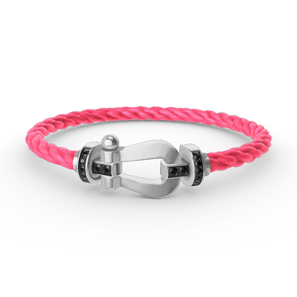 [Camiery]FORCE LARGE HORSESHOE BLACK DIAMOND BRACELET SILVER