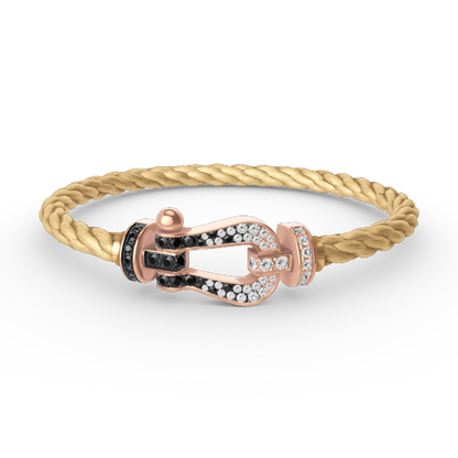 [Camiery]FORCE LARGE HORSESHOE BLACK WHITE DIAMOND BRACELET ROSE GOLD