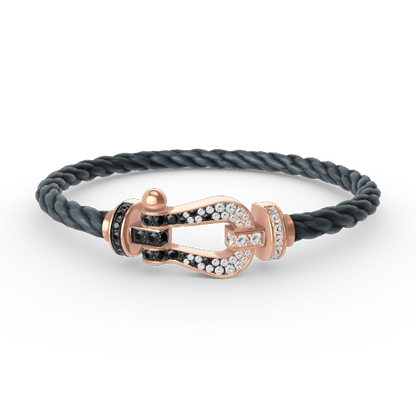 [Camiery]FORCE LARGE HORSESHOE BLACK WHITE DIAMOND BRACELET ROSE GOLD