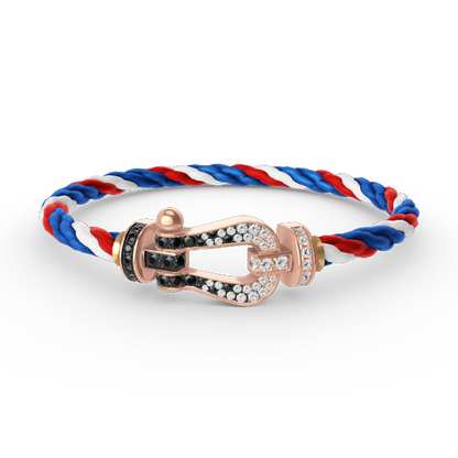 [Camiery]FORCE LARGE HORSESHOE BLACK WHITE DIAMOND BRACELET ROSE GOLD