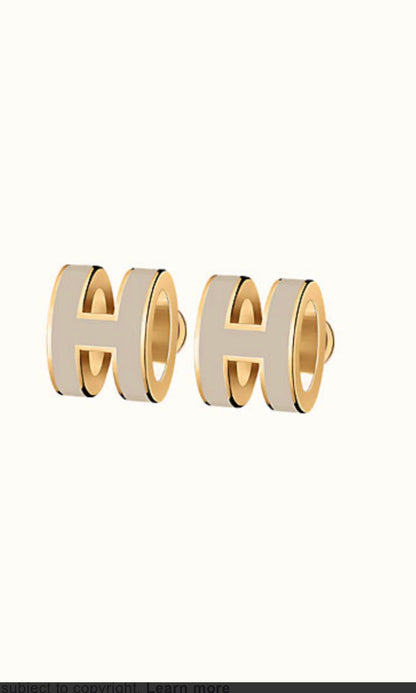 [Camiery]MINI POP H GOLD EARRINGS GREY