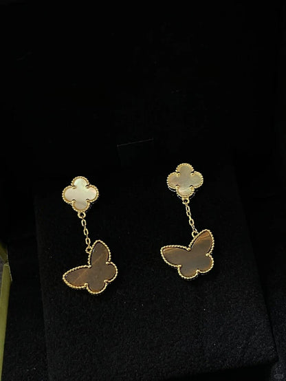 [Camiery]BUTTERFLY 2 MOTIF TIGER EYE MOP EARRINGS