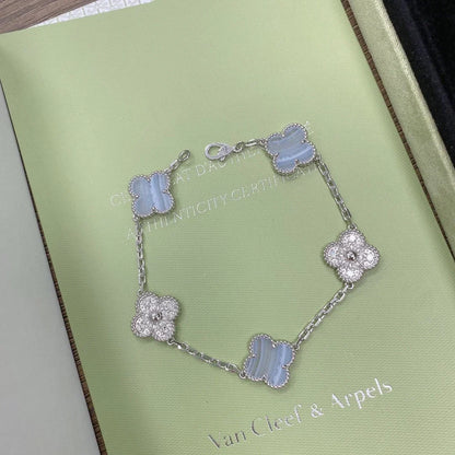 [Camiery] CLOVER 5 MOTIF PURPLE CHALCEDONY BRACELET COLLECTION