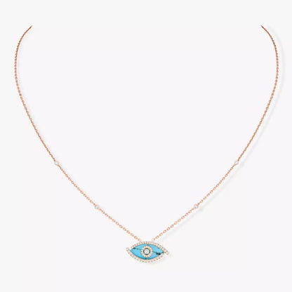 [Camiery]Lucky Eye Diamond Necklace in Rose Gold and Turquoise