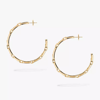 [[Camiery]Move Link Diamond Hoop Earrings