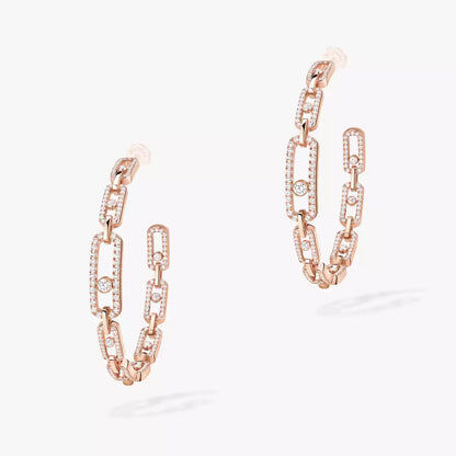 [[Camiery]Move Link Diamond Hoop Earrings