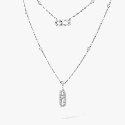 [Camiery]2 Rows Rose Gold Diamond Pave_ Necklace Move Uno