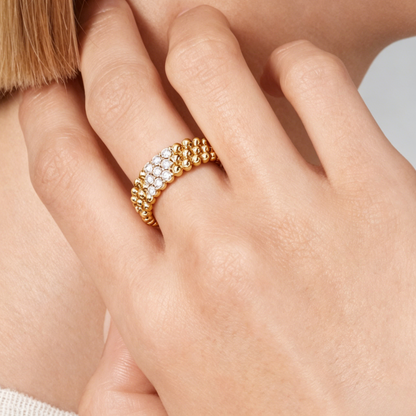 [Camiery] THREE-ROW DIAMOND RING