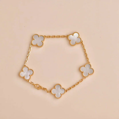 [Camiery]CLOVER WHITE PEARL MOP 5 MOTIF BRACELET COLLECTION