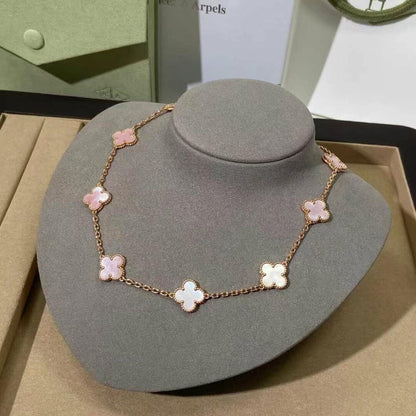 [Camiery]CLOVER 10 MOTIFS PINK MOP NECKLACE
