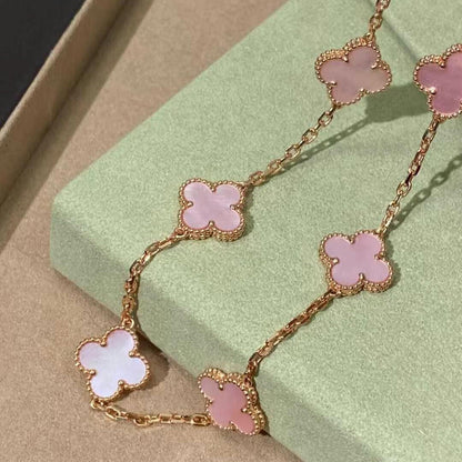 [Camiery]CLOVER 10 MOTIFS PINK MOP NECKLACE
