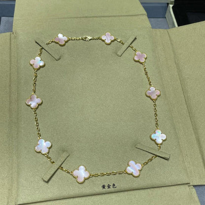 [Camiery]CLOVER 10 MOTIFS PINK MOP NECKLACE