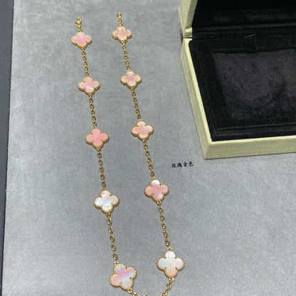 [Camiery]CLOVER 10 MOTIFS PINK MOP NECKLACE