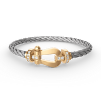[Camiery]FORCE LARGE HORSESHOE HALF DIAMOND BRACELET GOLD