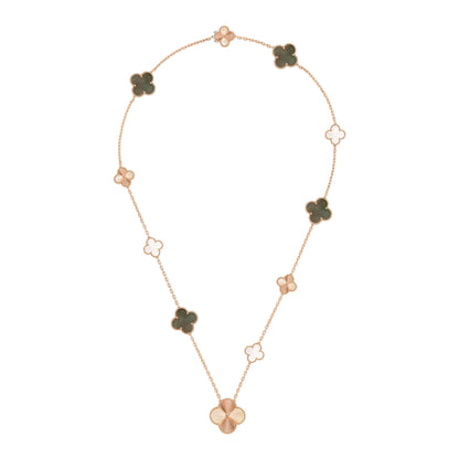 [Camiery]DETACHABLE CLOVER 15(11+4) FLOWER ROSE GOLD NECKLACE SET