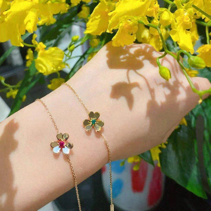 [Camiery]FRIVOLE GOLD FLOWER PINK MALACHITE BRACELET