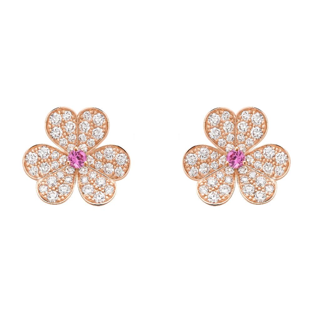 [Camiery]FRIVOLE PINK GOLD FLOWER DIAMOND EARRINGS