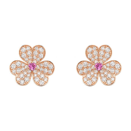[Camiery]FRIVOLE PINK GOLD FLOWER DIAMOND EARRINGS