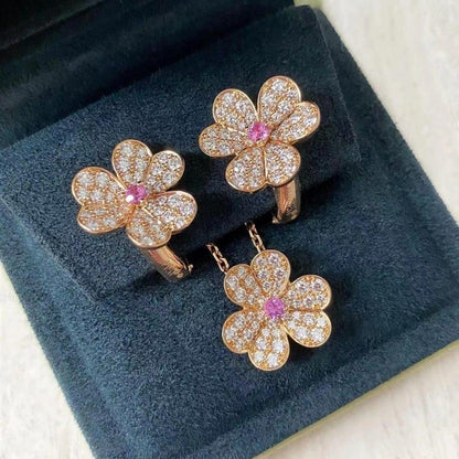 [Camiery]FRIVOLE PINK GOLD FLOWER DIAMOND EARRINGS