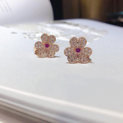 [Camiery]FRIVOLE PINK GOLD FLOWER DIAMOND EARRINGS