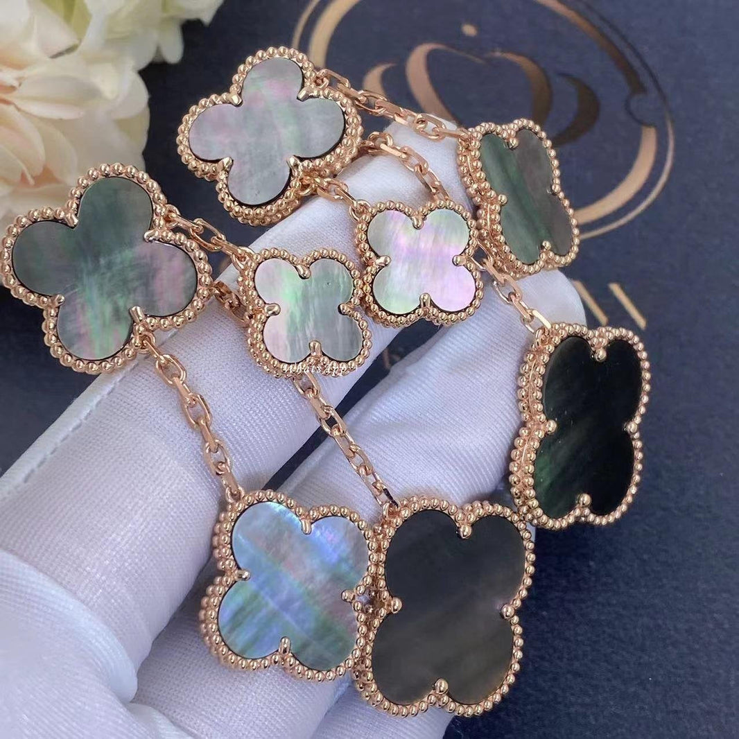 [Camiery]CLOVER EARRINGS DARK MOP 4 MOTIFS ROSE GOLD