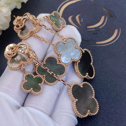 [Camiery]CLOVER EARRINGS DARK MOP 4 MOTIFS ROSE GOLD