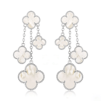 [Camiery]CLOVER EARRINGS WHITE MOP 4 MOTIFS SILVER